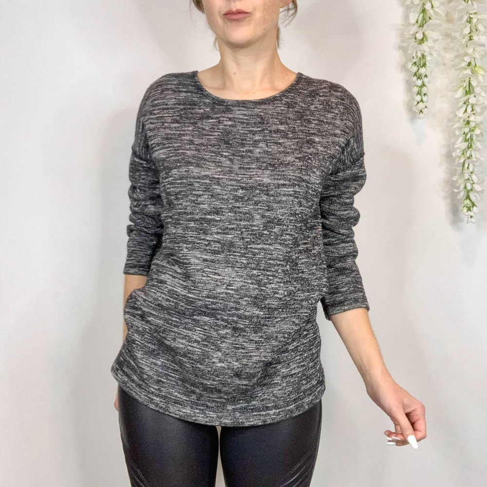 J. CREW space dyed knit sweater top exposed back zipper charcoal 2661
